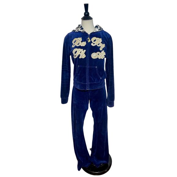 Vintage Baby Phat Velour Tracksuit Women’s XL/L Blue Gold Embroidered Y2K - Picture 1 of 14